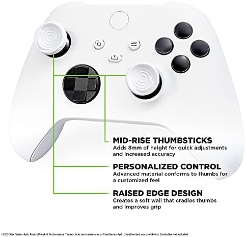 Kontrolfreek CQC Rush עבור בקר Xbox One ו- Xbox Series X | ביצועים של אצבע אצבע | 2 אמצע הגובה קעור | לבן